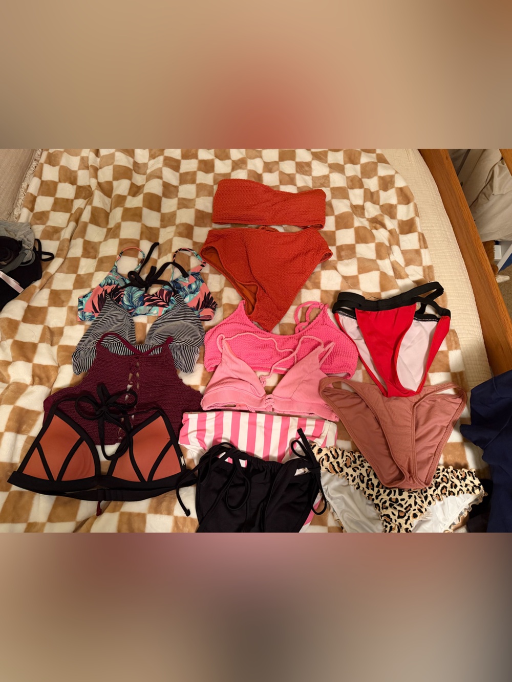 Women’s Mixed-Color Bikini Set – Pink, Red, Orange, Brown, Black